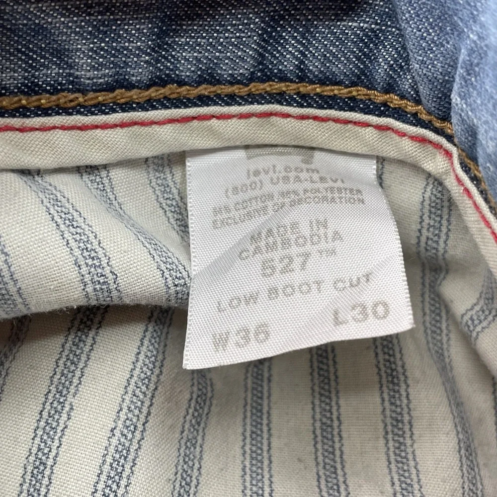 Levi's 527 Jeans Mens 36x30* Low Bootcut Whisker Denim Pants Western Flip Pocket